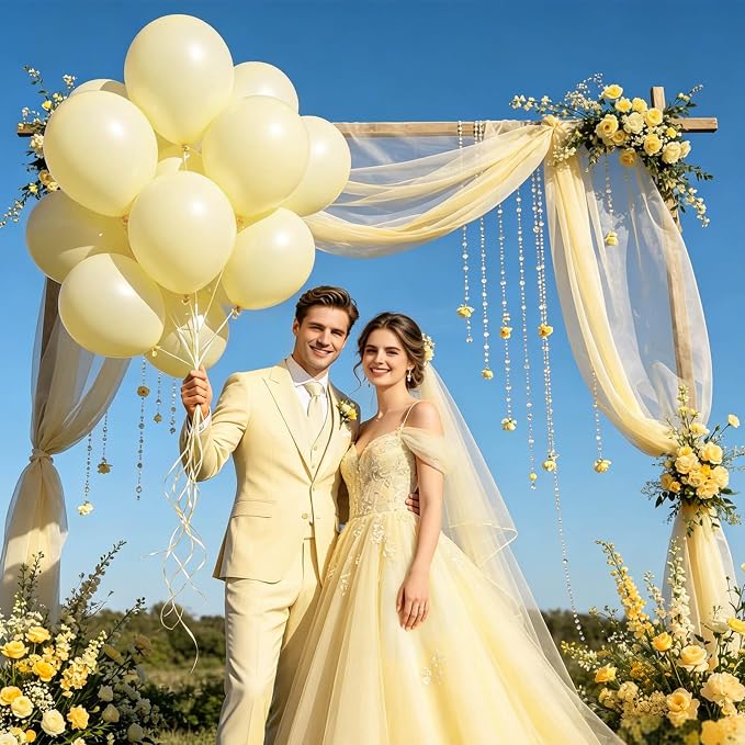 100pcs Pastel Yellow Latex Balloons 12 inch | Light Yellow Round, Helium - Image 4