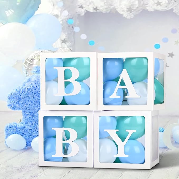 Baby Boxes with 4 Letters, 40 Blue Balloon - Image 7