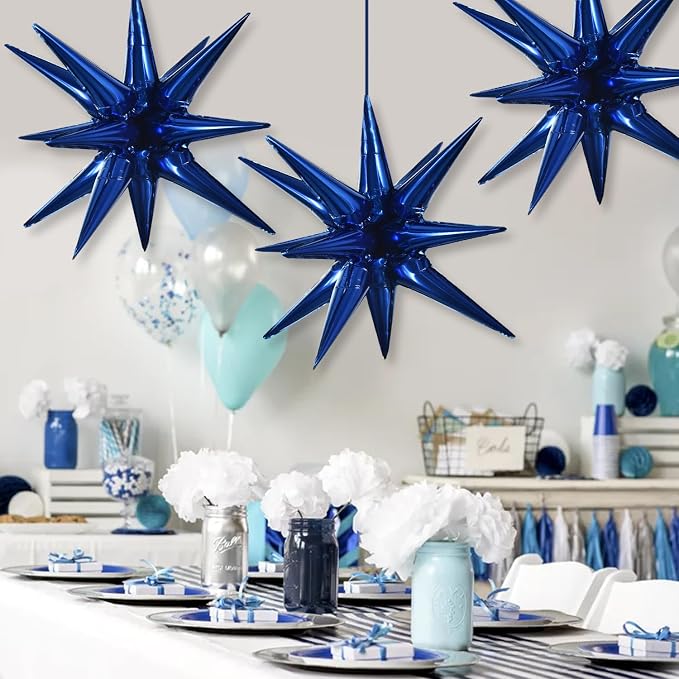 TONIFUL 4 Pcs Star Balloons Navy Blue Foil Explosion Party Decoration | Large - Image 4