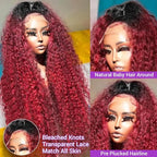 AMIRTY 250 Density Drawstring Wig Human Hair Burgundy Deep Wave Lace Front Wigs Human Hair Pre Plucked Wigs 13x6 1B/99J Water Wave Human Hair for Women 13x6 HD Burgundy Deep Human Hair Wig 24Inch