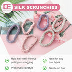 6Pcs Silk Hair Ties Small 22 Momme 100% Pure Mulberry Silk Scrunchies for Women Girls Thin Skinny Hair Sleep Scrunchies No Damage(Color 08)