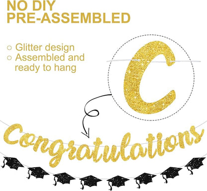 Gold Glitter Congratulations Banner, 2026 Graduation Party Decorations Grad - Image 2