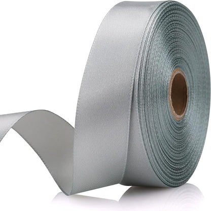 7/8 Inch 30 Yards Silver Satin Craft Ribbon-Single Face Polyester Ribbon by Unknown