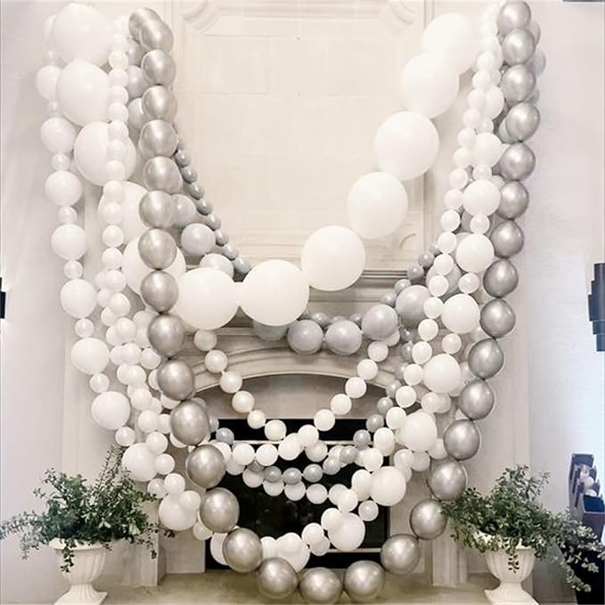 White and Silver Linking Balloons - Image 5