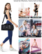 Compact Sports Gym Bag for Women & Girls and Kids, Cute Mini Duffle Bag with Wet Pocket & Shoes Compartment, Personal Item Travel Workout Bag, 16"-Small, Black
