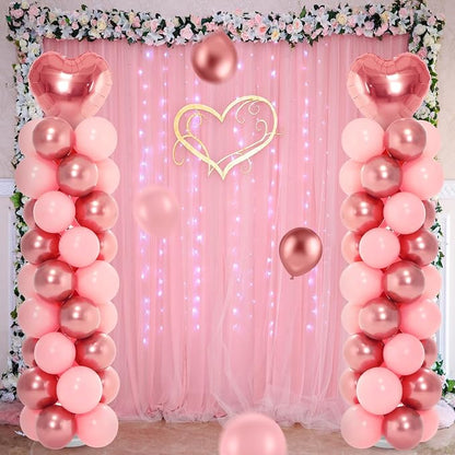 Realspring 2 Sets Wedding Pink and Rose Heart Shape Balloons Column Stand Kit - Image 8