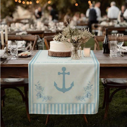 Mapileng Nautical Wedding Linen Wall Tapestry Welcome Banner, Personalized - Image 6