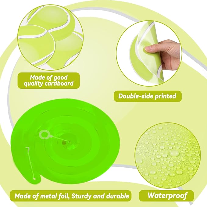 60pcs Tennis Party Foil Swirl Decorations Tennis Ball Ceiling Hanging Banners - Image 3