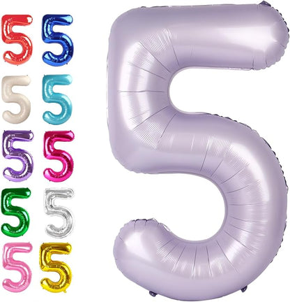 Lilac Number 5 Balloon 40 inch, Lavender Birthday Party Balloons Decorations | by Upgesy