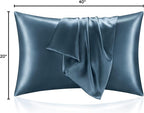 BEDELITE Satin Pillowcase for Hair and Skin, Super Soft and Cooling Similar to Silk Pillow Cases 2 Pack with Envelope Closure, Gift for Women Men(20"x40" King Size, Bluesteel)