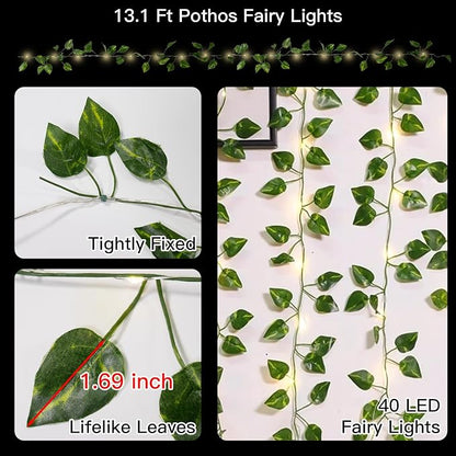 13.1FT 40LED Pothos Vine with Lights Battery Operated Copper Wire | String - Image 6