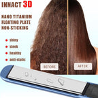 NITION Nano Titanium Hair Straightener 1 inch 3D Floating Heating Plate Smooth Straightening Flat Iron for All Hair Type. MCH 10s Fast Hating Up. Travel Pouch Bag. Dual Voltage. Luxury Gift Box