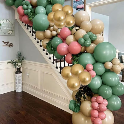 Sage Green Dusty Pink Balloon, 60 Packs 12 Inch Retro Green and Pink Metallic - Image 6