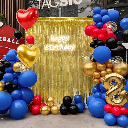 157Pcs Red Black Gold Blue Balloons Garland Arch Kit - Image 6