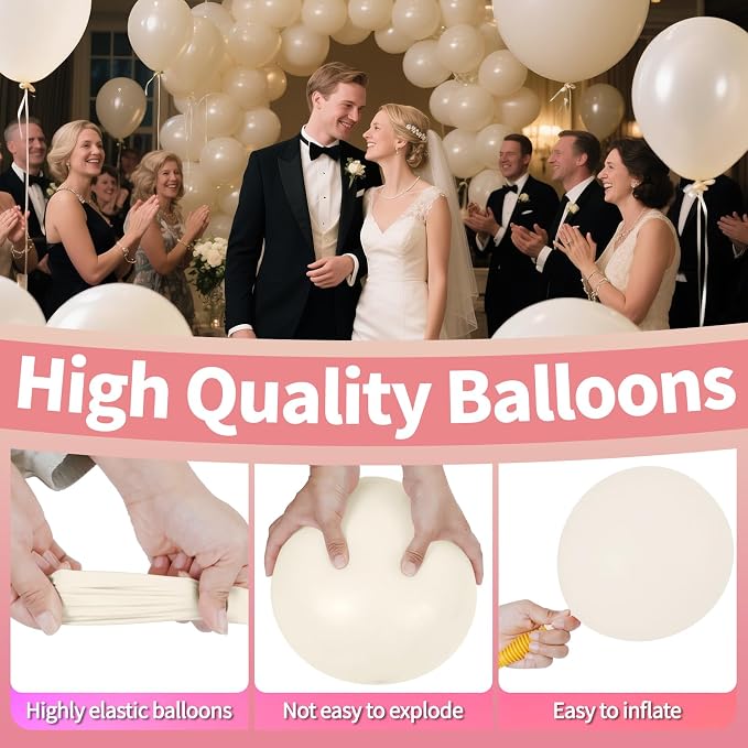 Sand White Balloon Arch Kit 111Pcs 18 12 5 Inch Latex Party Balloons Garland - Image 3