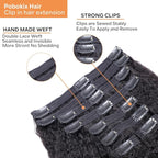 Kinky Straight Clip in Hair Extensions Real Human Hair 8Pcs Remy Human Hair Clip in Extensions for Women, Natural Human Hair 120g 14inch #1B Natural Black