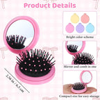 20PCS Mini Hair Brush Bulk,Compact Folding Travel Hair Brushes with Mirror,Mini Travel Brush for Women Girls in 5 Colors