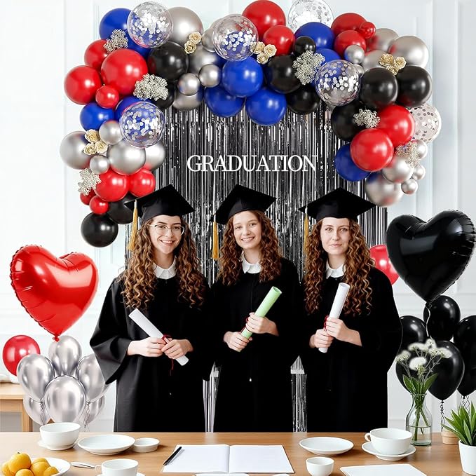 Red Black Silver Blue Balloons Arch Kit - Image 5