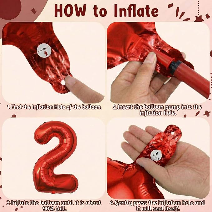 Red Number 12 Balloon 40 Inch, Foil Numeral - Image 5