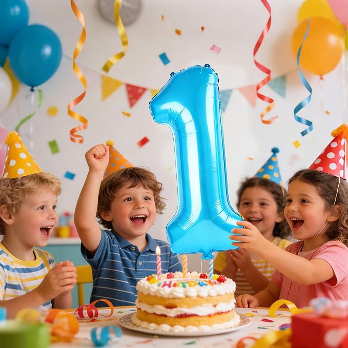 40 Inch Number 1 Balloons for 1st Birthday Party Decorations, 0-100 Jewelry - Image 2