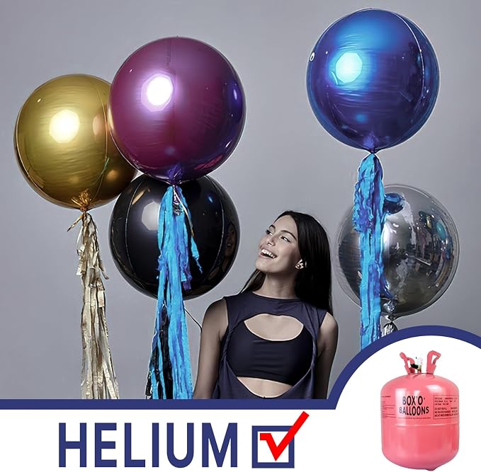 PartyWoo Navy Blue Large Round Giant 4D Jumbo Foil Balloons 3pcs 50 Inch | 50 - Image 3