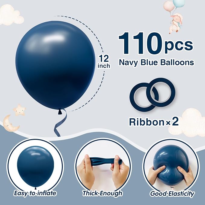 Navy Blue Balloons 110pcs 12 Inch Latex Balloon - Image 2