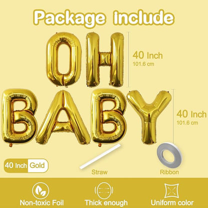 40 Inch Gold OH BABY Balloons - Image 2