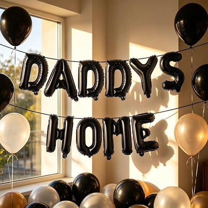 2 Set 20Pcs Black DADDYS HOME Letter Balloons 16in Balloon Foil Letter - Image 7