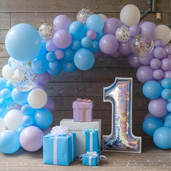Frozen Balloons, 12 Inch Blue and Purple Balloons, Metallic Silver Blue Frozen - Image 5