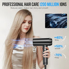 2026 Hair Dryer, 200,000 RPM Professional High Speed Blow Dryer with Diffuser for Women, 1200M Negative Ionic Hair Dryer with Brushless Motor, Low Noise Hair Blow Dryer for Home Travel Salon,Black