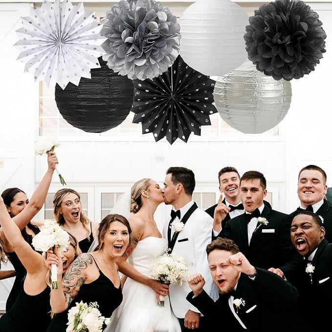 Black White Silver Party Decorations - Image 4