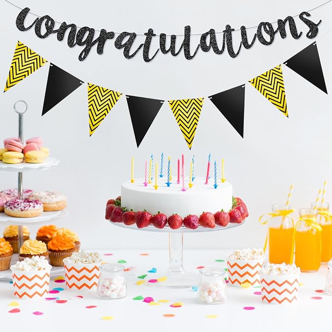 Boao Pre-Strung Congratulations Banner Sign Glitter Congratulation Banner 10 ft - Image 5