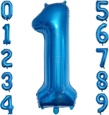 40 Inch Blue Number Balloon 1, Large Number Foil Balloons Mylar by PatiCool