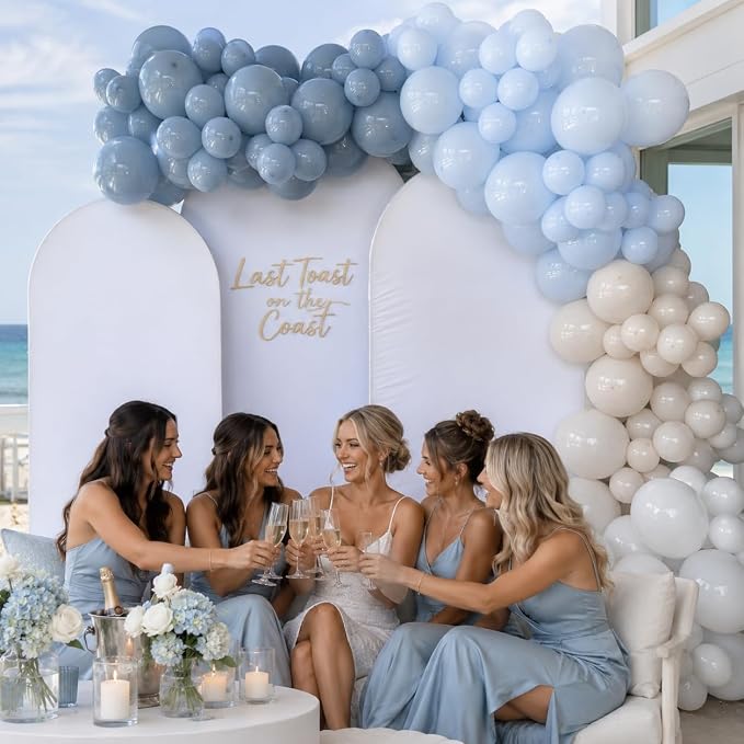 Dusty Blue Balloons Garland Arch Kit, Haze Blue Sand White Balloon Arch Kit - Image 6