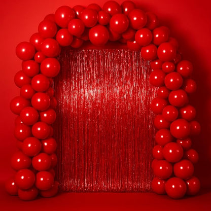 Voircoloria Red Foil Fringe Backdrop Curtains, 3.3 x 6.6 ft, Birthday Party - Image 6