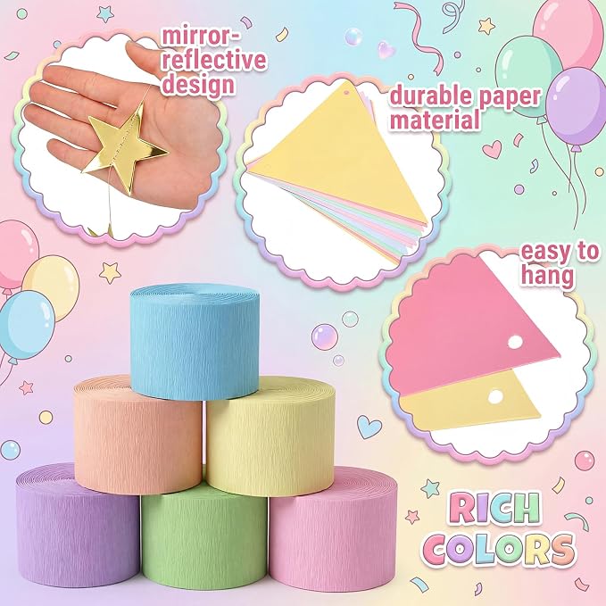 Frienda 14 Pcs Pastel Party Decorations Set - Image 2