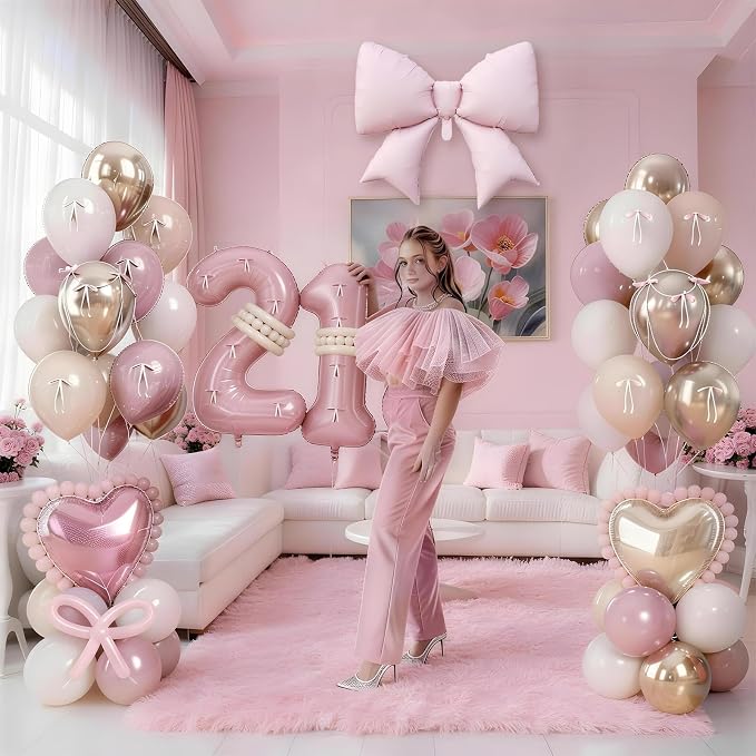 Light Pink 21 Number Balloon, 21st Birthday Decorations - Image 7