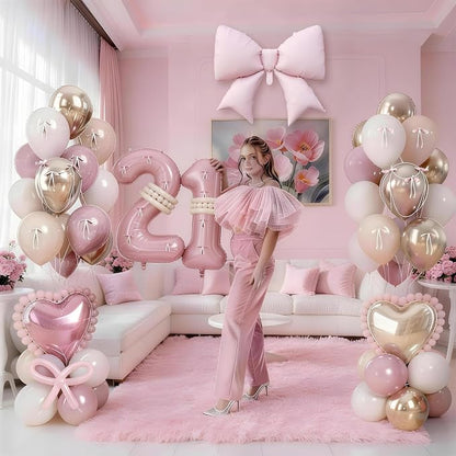 Light Pink 21 Number Balloon, 21st Birthday Decorations - Image 7