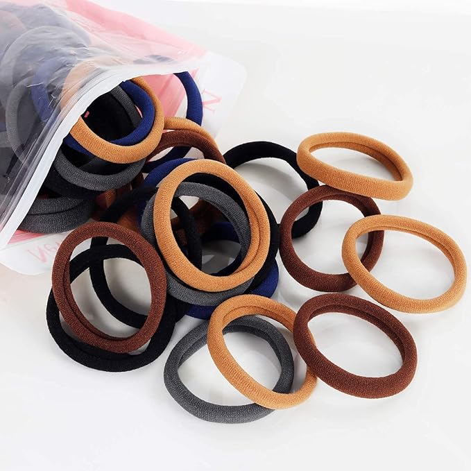 40pcs Large Hair Ties for Thick and Curly Hair, Seamless Hair Bands Soft Ponytail Holders 2.2inches (Neutral Colors)