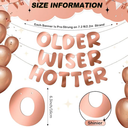 Fulmoon Set of 3 Pre Strung Older Wiser Hotter Glitter Banner Funny Birthday - Image 2