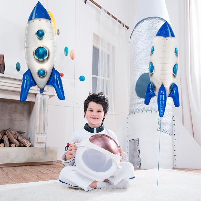 2 Pcs Large Blue Rocket Balloons - Image 3