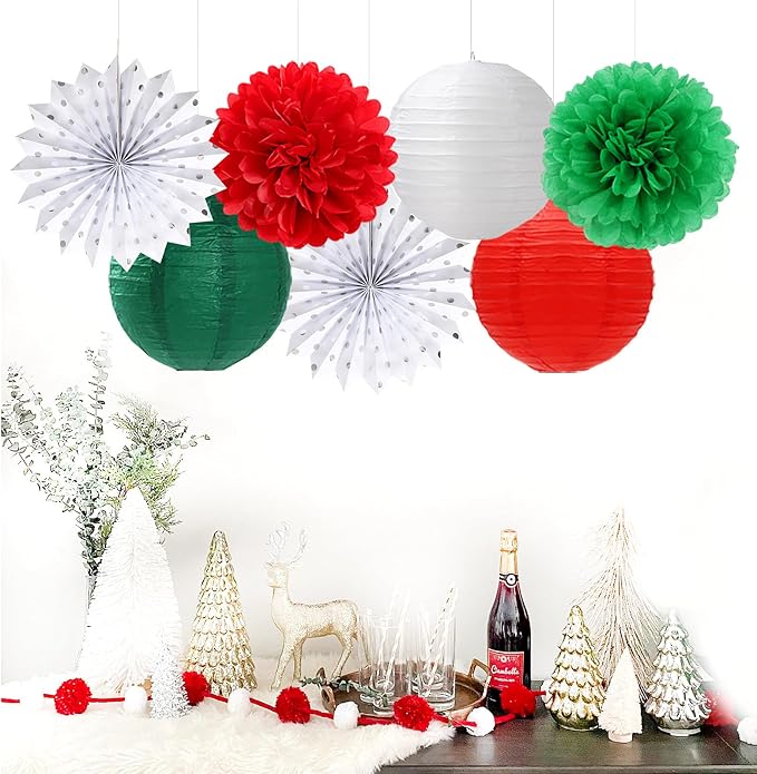 Red Green-White Christmas Party Decorations - Image 7