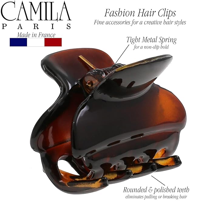 Camila Paris CP3553 French Hair Clip for Women, Small, Tortoise Shell 1.5 Inch Girls Hair Claw Clips Jaw Fashion Durable Styling Hair Accessories for Women, Strong Hold No Slip Grip, Made in France