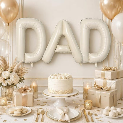 Cream DAD Letter Balloons, 40 Inch Letter Dad Foil Balloon Beige, Helium Big - Image 4