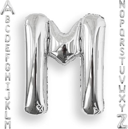 AULE 40 Inch Silver M Balloon Letter Foil A-Z Birthday Big Alphabet | Birthday by AULE