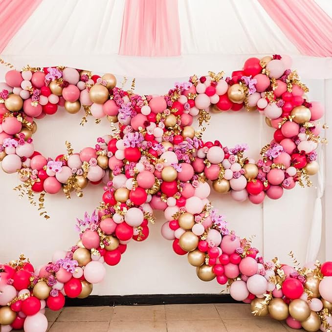 Voircoloria 130pcs Hot Pink Balloons Garland Arch Kit, 18 12 10 5 Inch | - Image 5