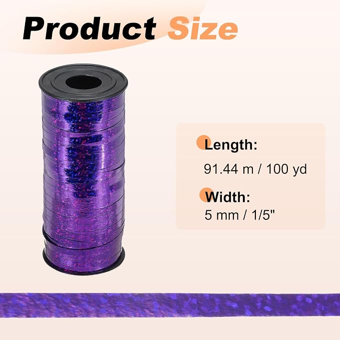 PATIKIL Glitter Curling Ribbon 100yds x 1/5" Plastic Balloon String Ribbon | - Image 2