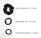 Scrunchies for Women Pack of 30 - Soft Black Hair Accessories Set, Seamless Thick Hair Ties Big Small Size Satin Scrunchie for Girls, Daily Use, Back to Shool Gifts for Her