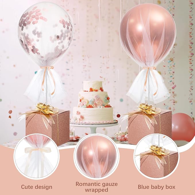 4 Set Rose Gold Confetti Tulle Tutu Balloon - Image 2