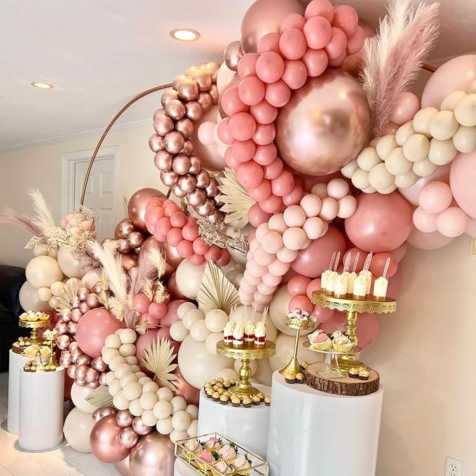Blush Pink Balloons, Retro and Rose Gold Boho Balloons Set - Image 3